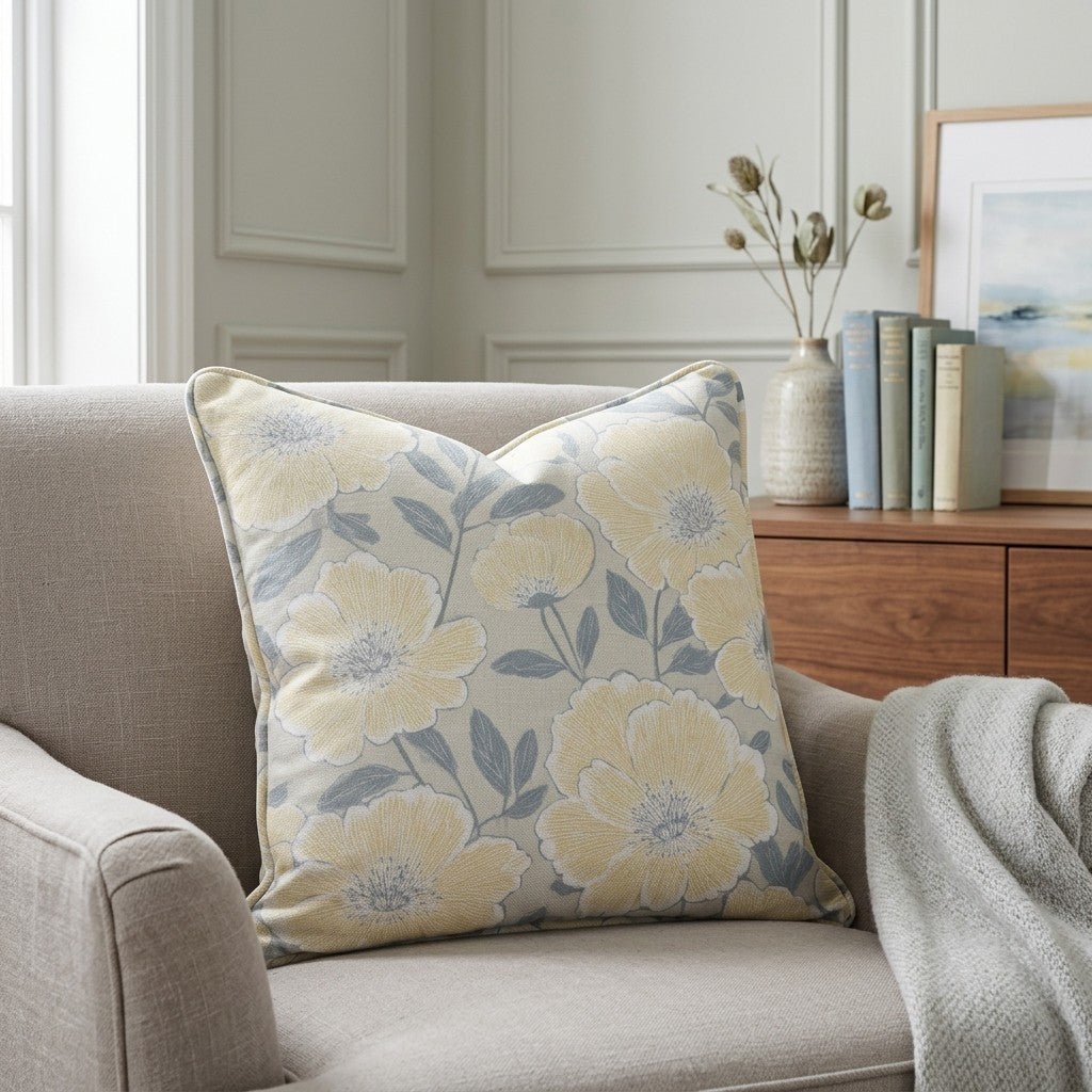 Porchlight Flowers Throw Pillow - Lemon Park