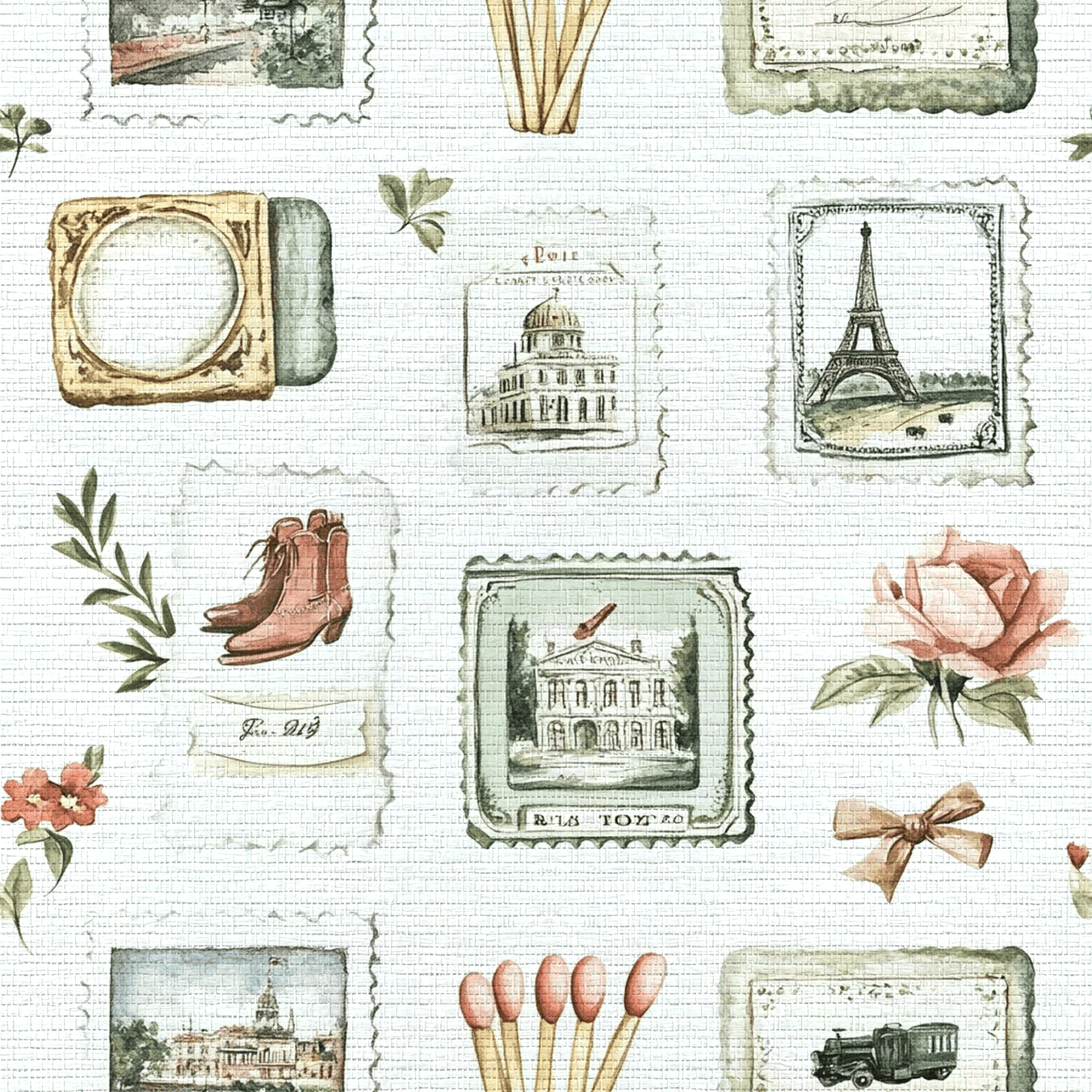 Postcards from Paris Faux Grasscloth Wallpaper - Lemon Park