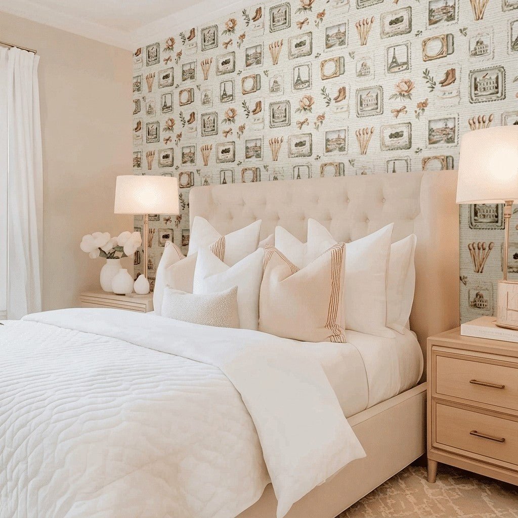 Postcards from Paris Faux Grasscloth Wallpaper - Lemon Park