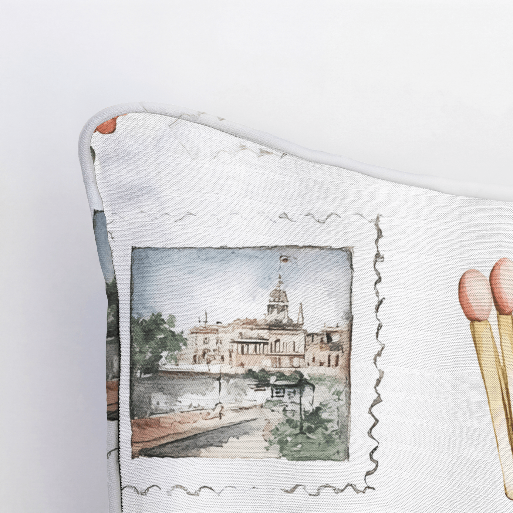 Postcards from Paris Throw Pillow - Lemon Park