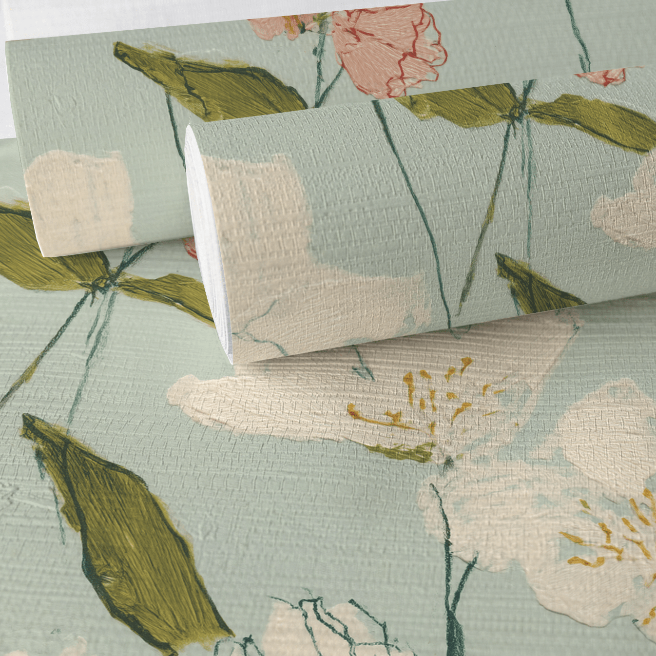 Posy Faux Grasscloth Wallpaper - Lemon Park