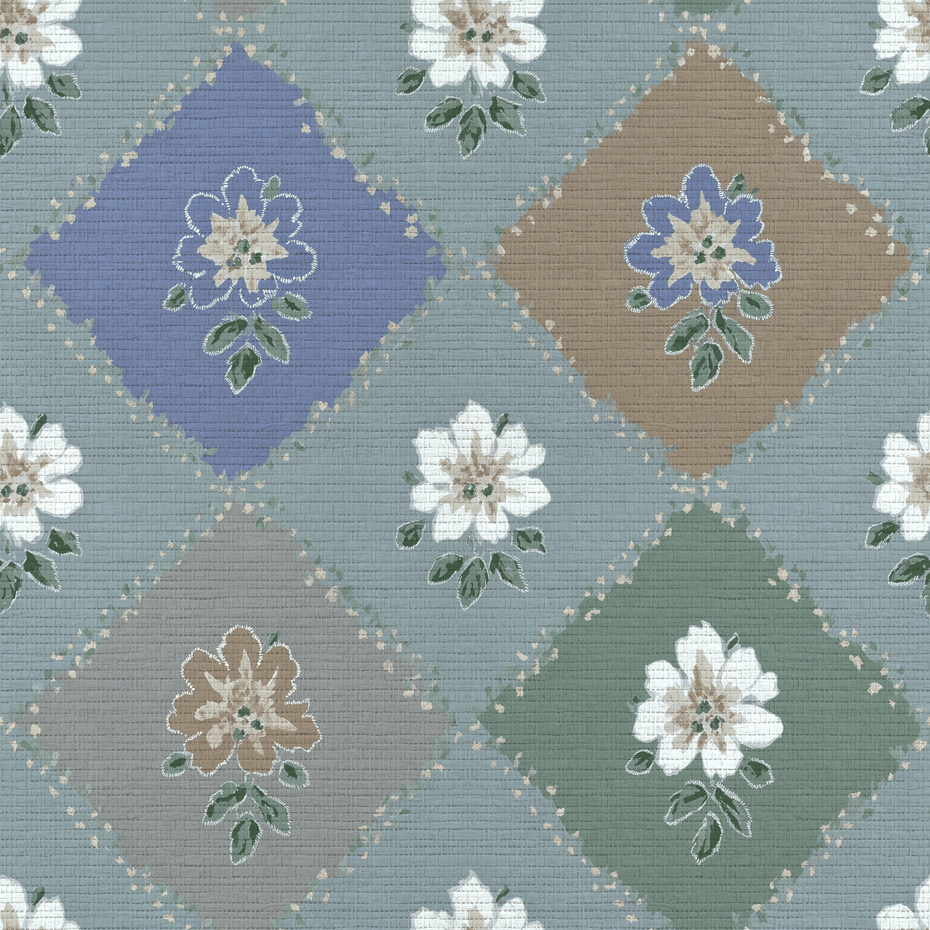 Posy Patch Faux Grasscloth Wallpaper - Lemon Park