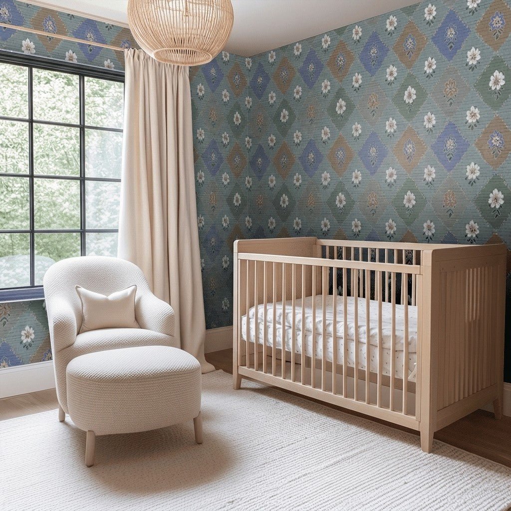 Posy Patch Faux Grasscloth Wallpaper - Lemon Park