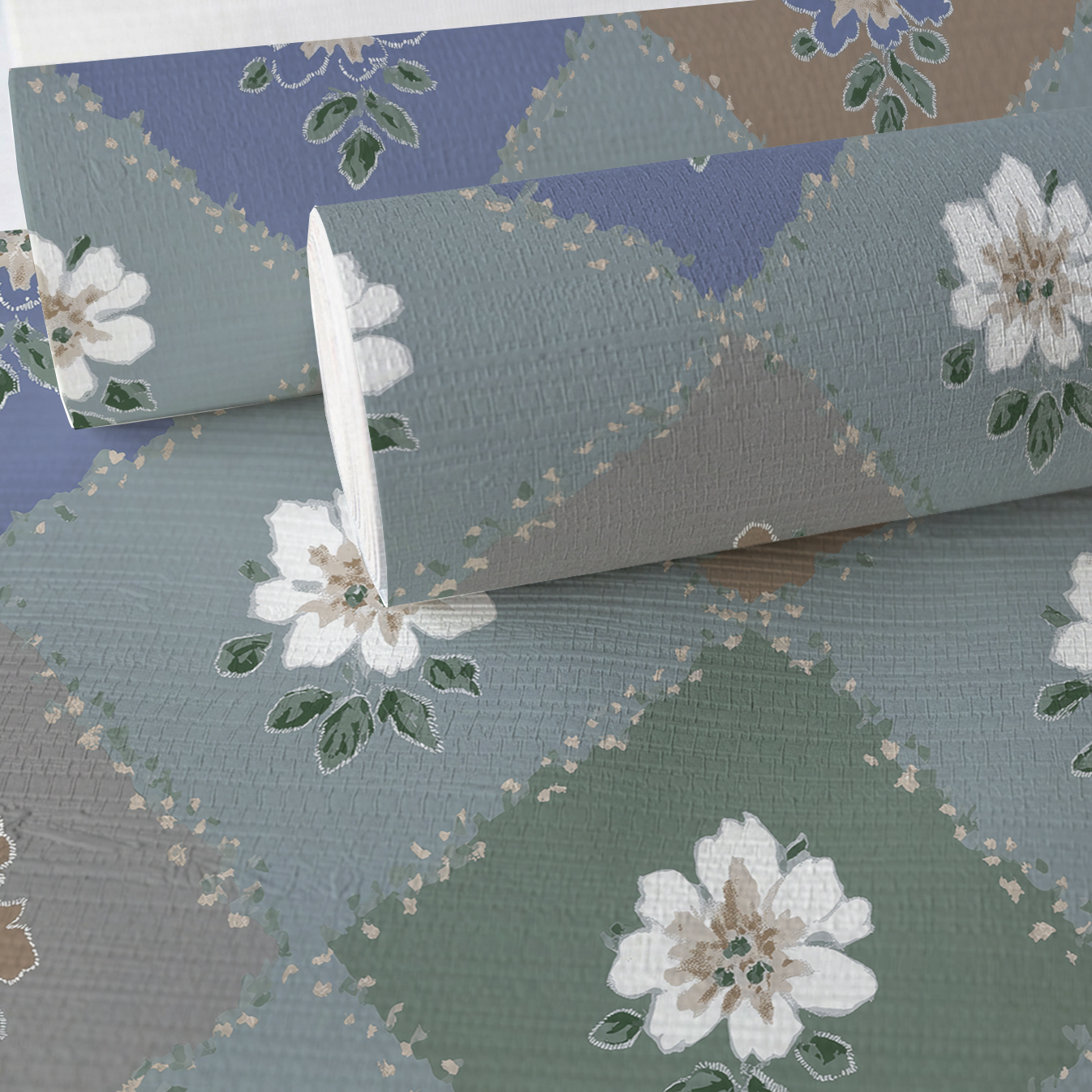 Posy Patch Faux Grasscloth Wallpaper