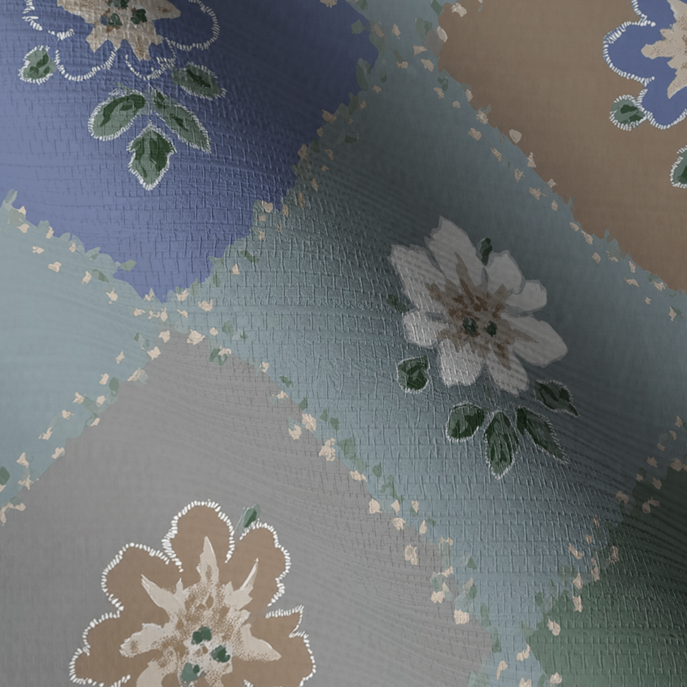 Posy Patch Faux Grasscloth Wallpaper