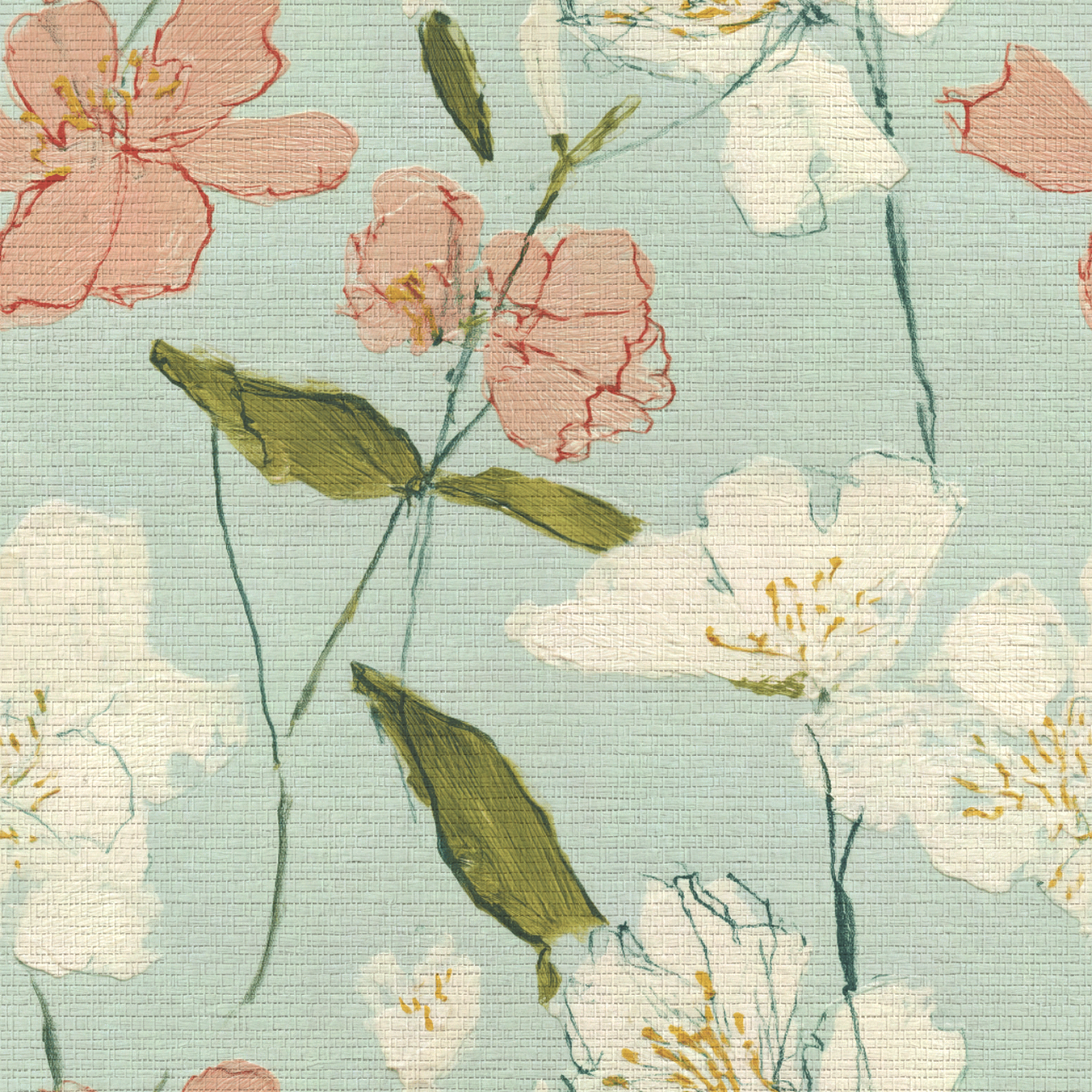 Posy Faux Grasscloth Wallpaper