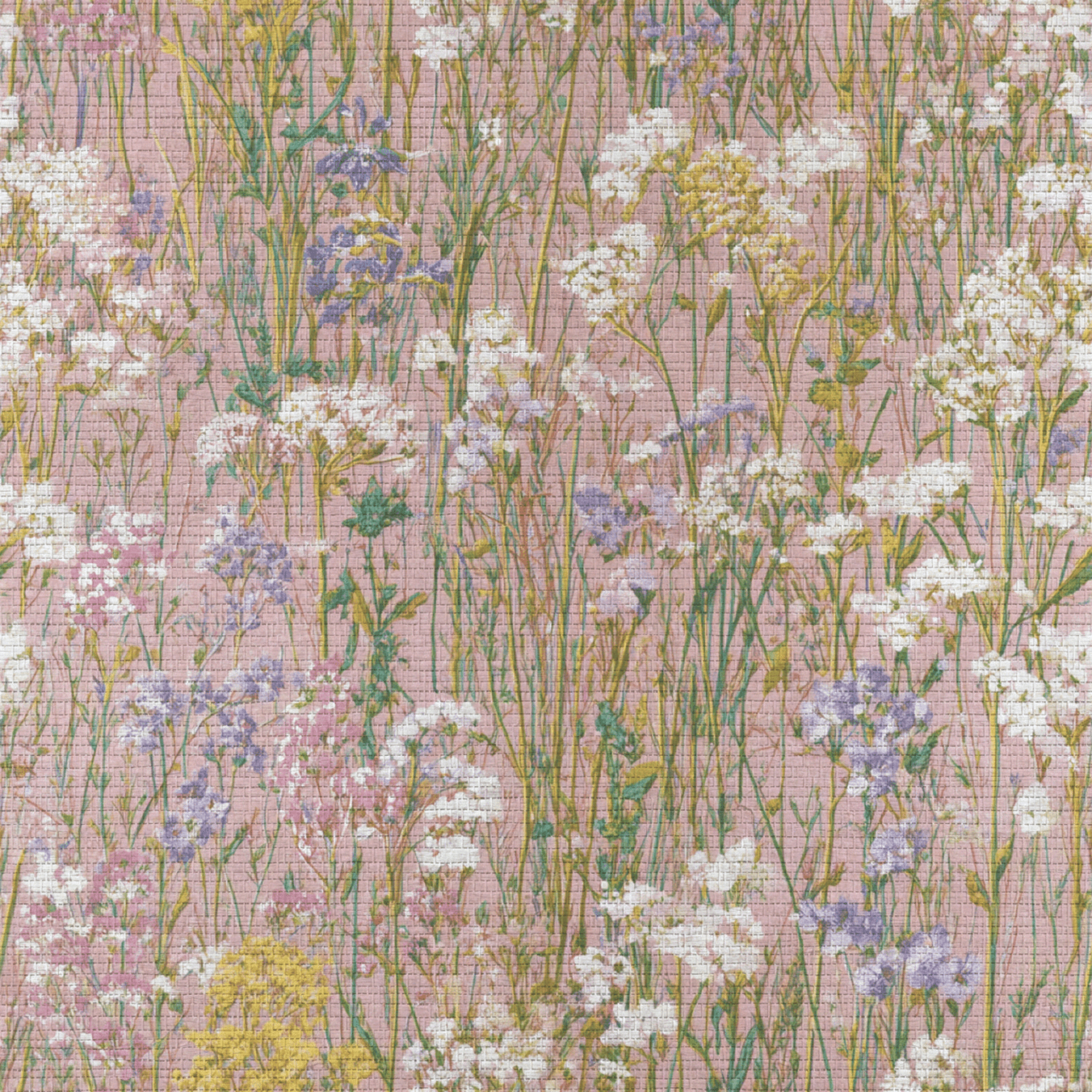 Pressed Florals Faux Grasscloth Wallpaper - Lemon Park