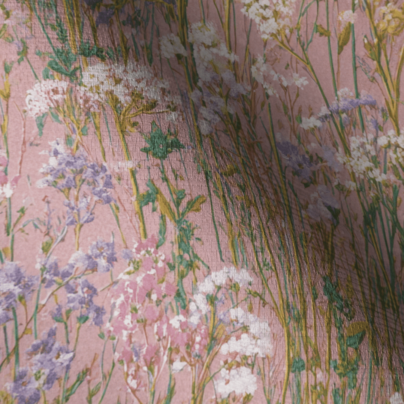 Pressed Florals Faux Grasscloth Wallpaper - Lemon Park