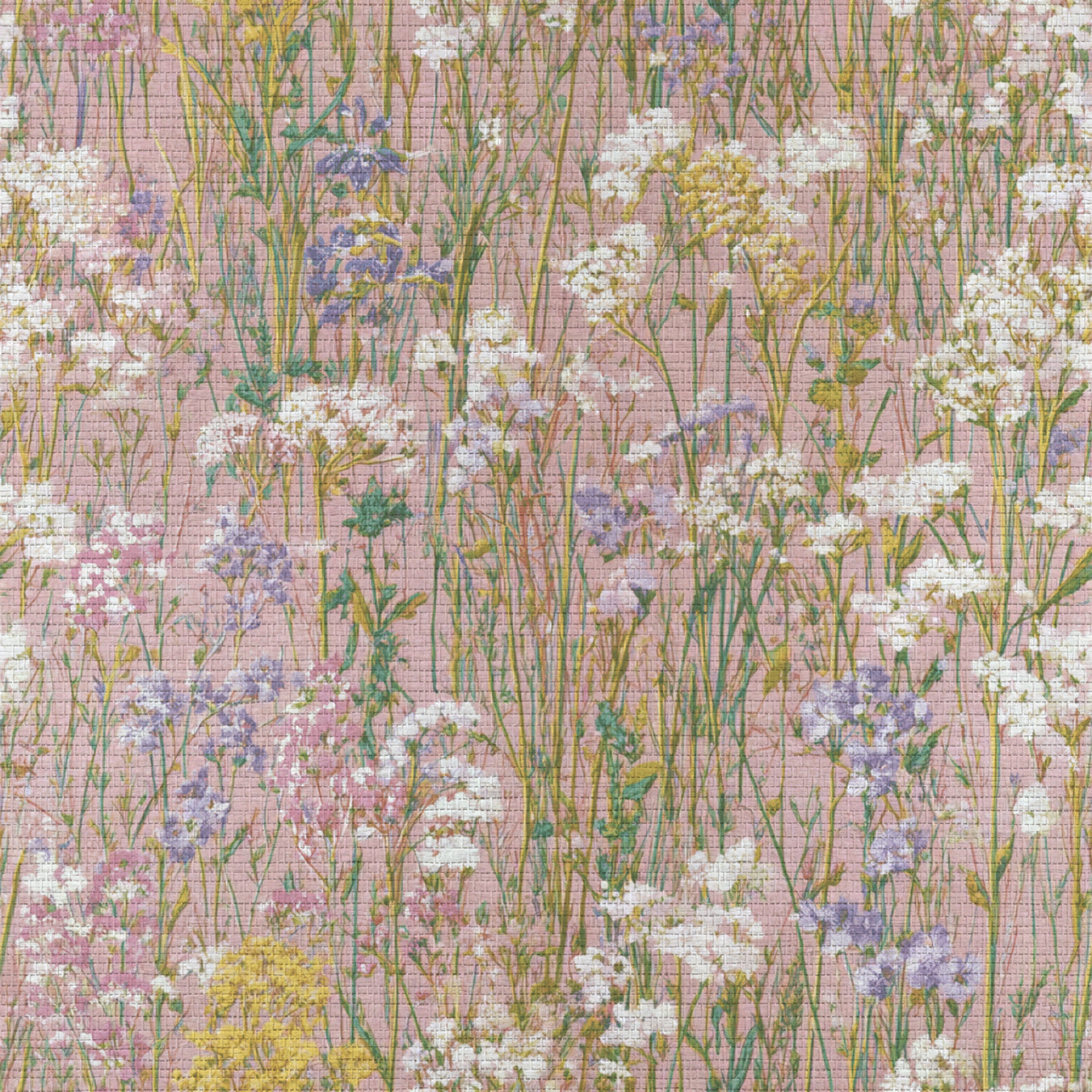 Pressed Florals Faux Grasscloth Wallpaper