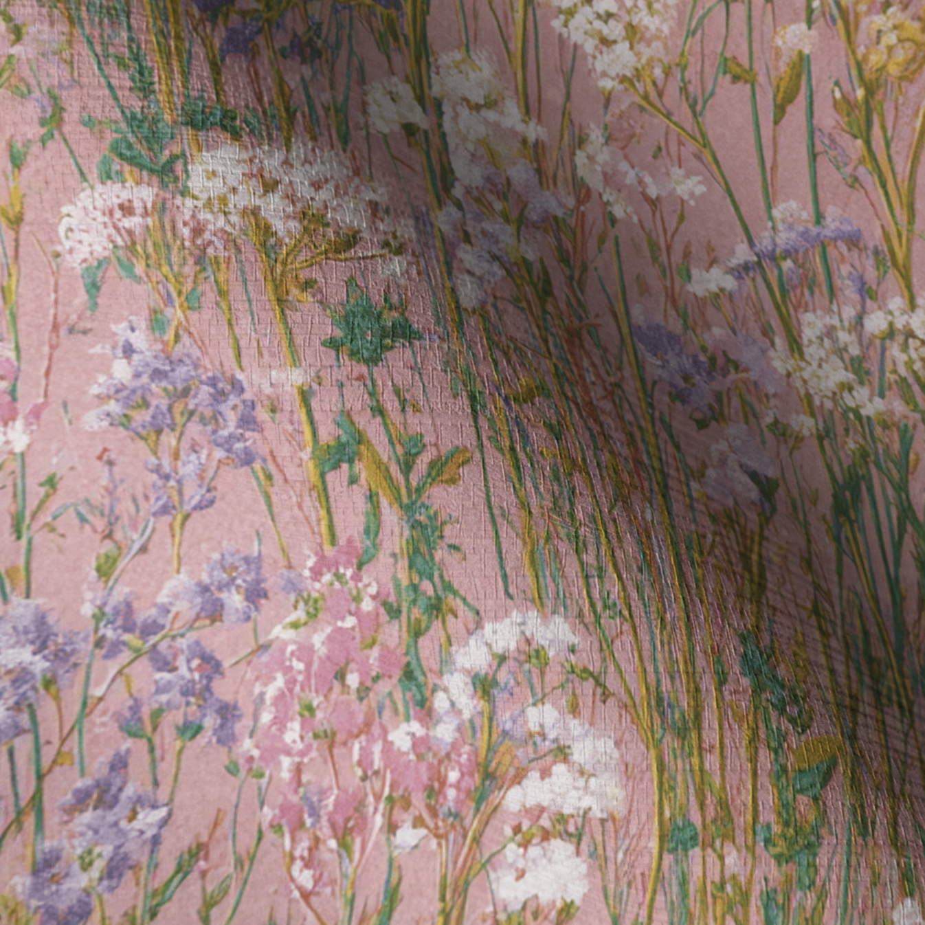 Pressed Florals Faux Grasscloth Wallpaper