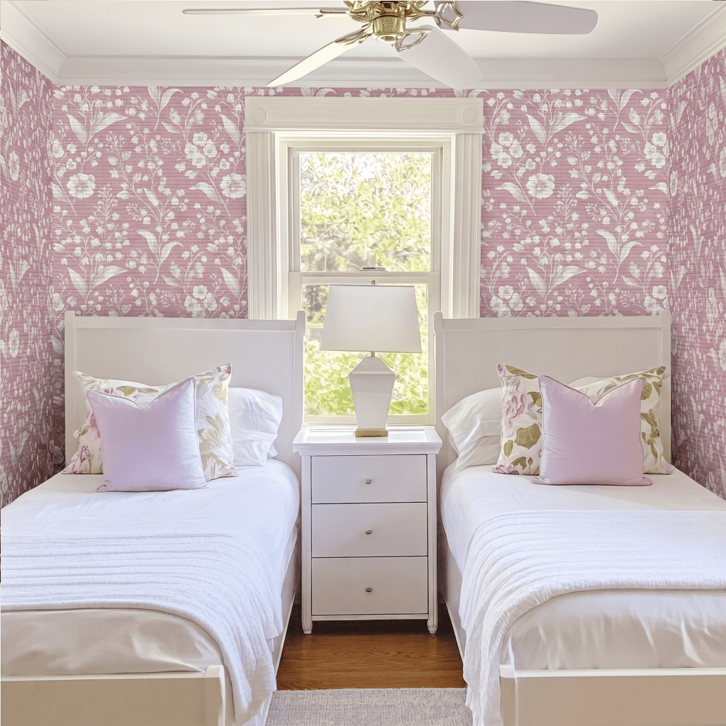 Pressed Petals Faux Grasscloth Wallpaper - Lemon Park