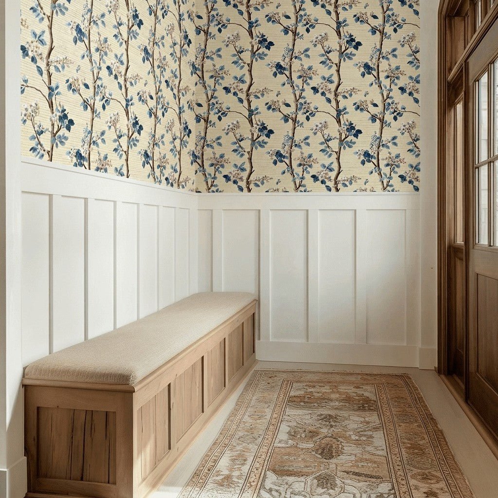 Providence Vine Faux Grasscloth Wallpaper - Lemon Park