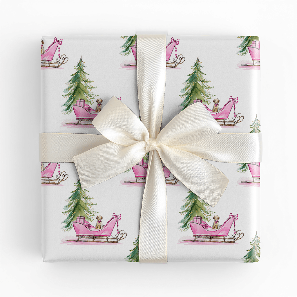Puppy Sleigh Ride - Wrapping Paper - Lemon Park