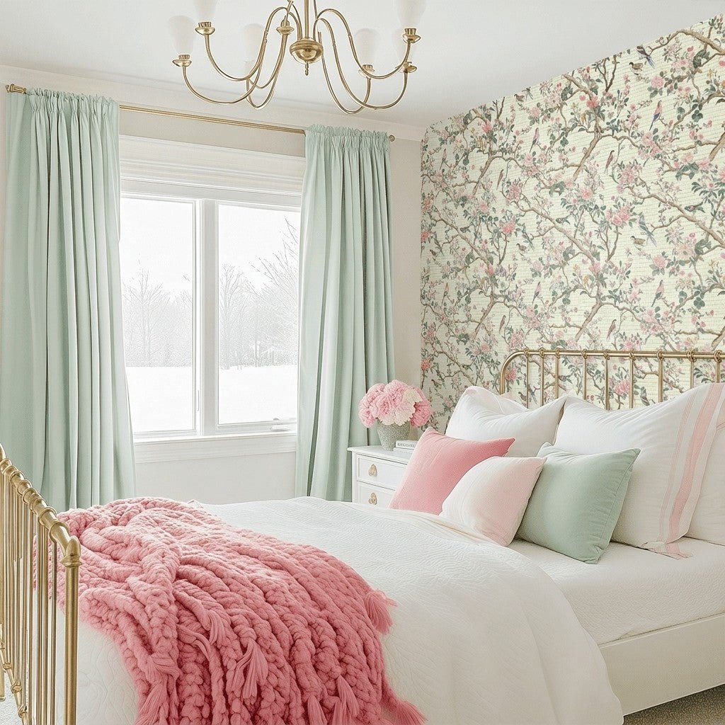 Quiet Bloom Faux Grasscloth Wallpaper - Lemon Park