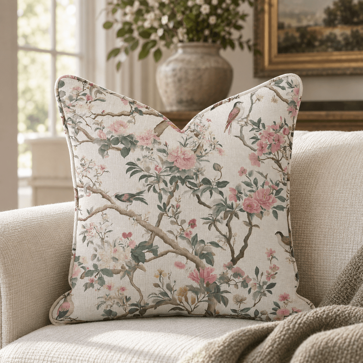 Quiet Bloom Throw Pillow - Lemon Park
