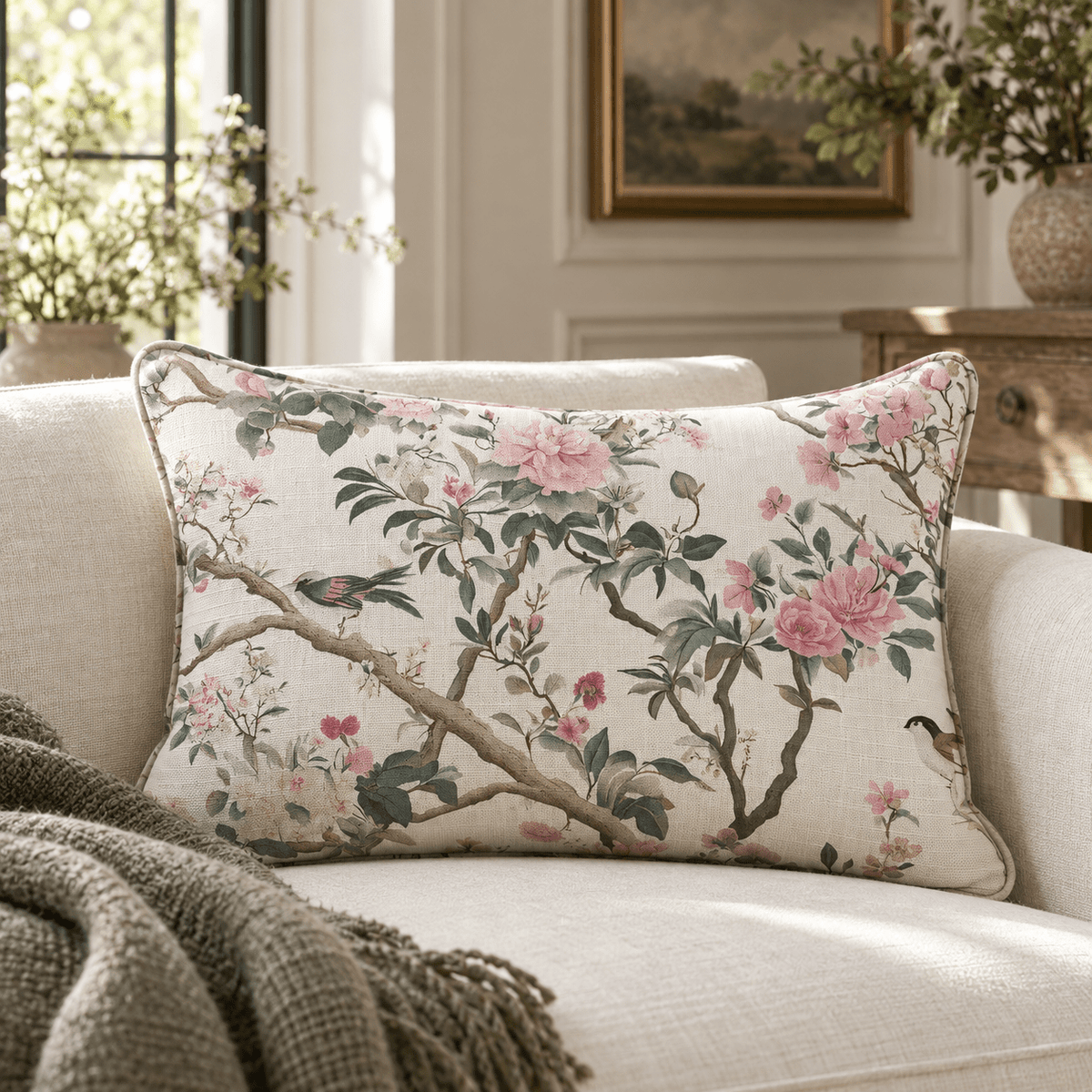 Quiet Bloom Throw Pillow - Lemon Park