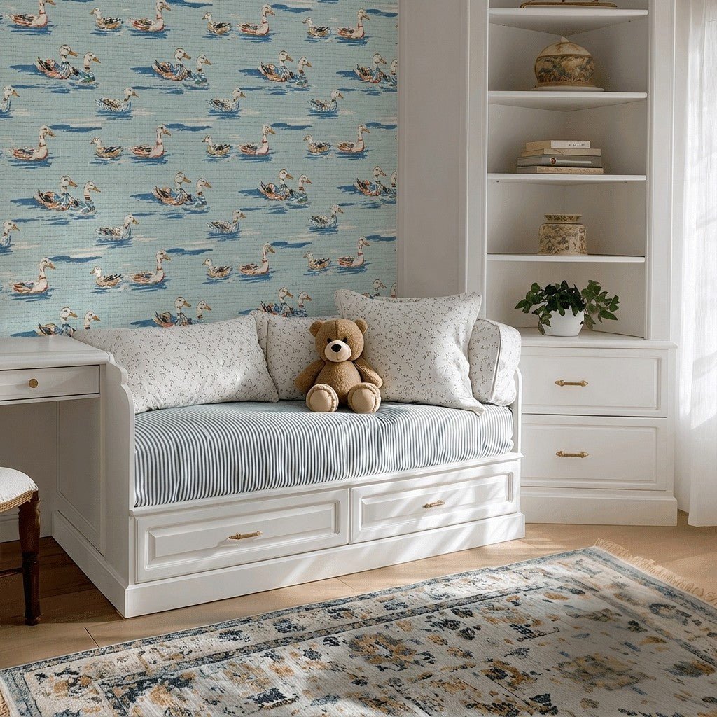 Quiet Waters Faux Grasscloth Wallpaper - Lemon Park