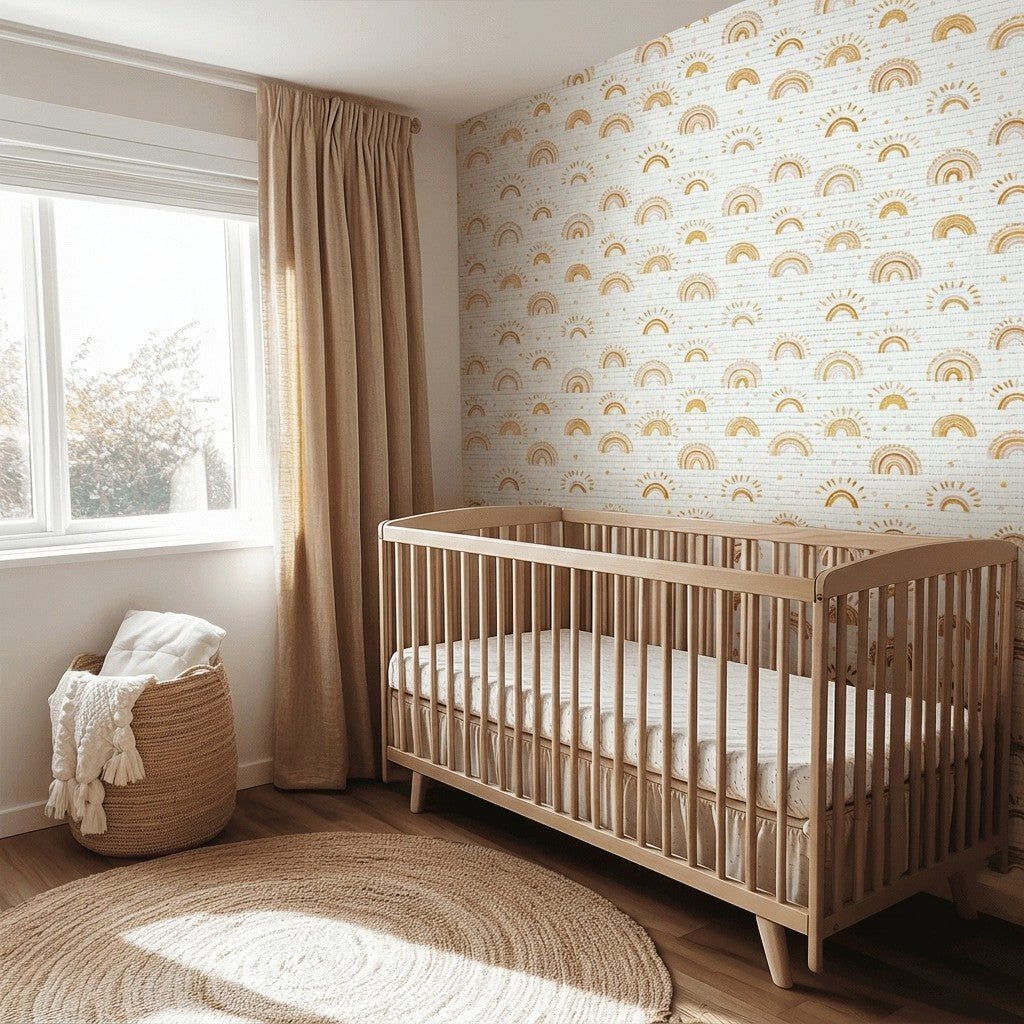 Rainbow Wishes Faux Grasscloth Wallpaper - Lemon Park