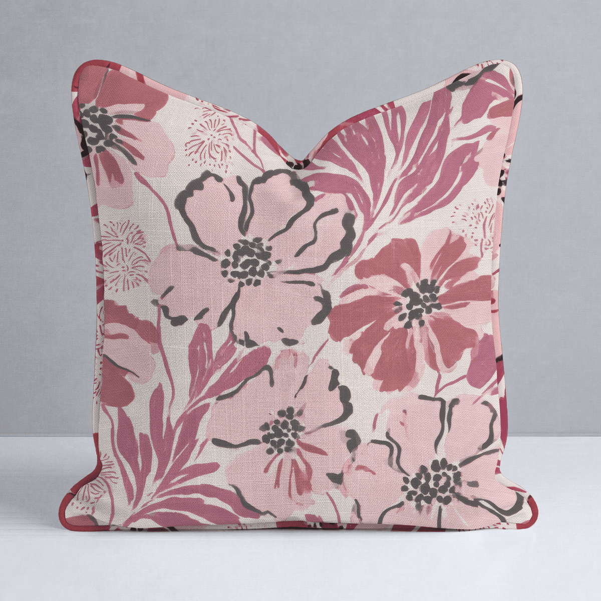 Raspberry Blooms Throw Pillow - Lemon Park
