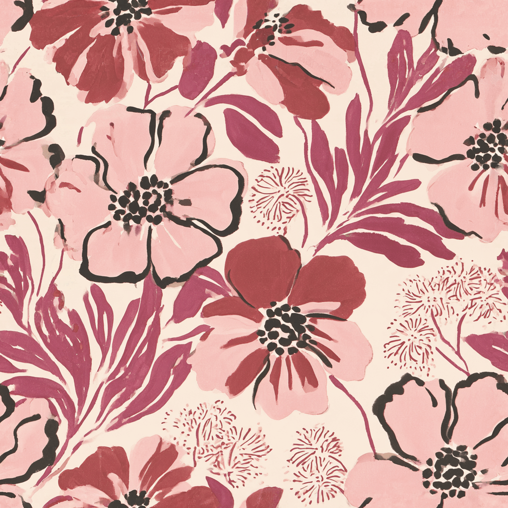 Raspberry Blooms Wallpaper - Lemon Park