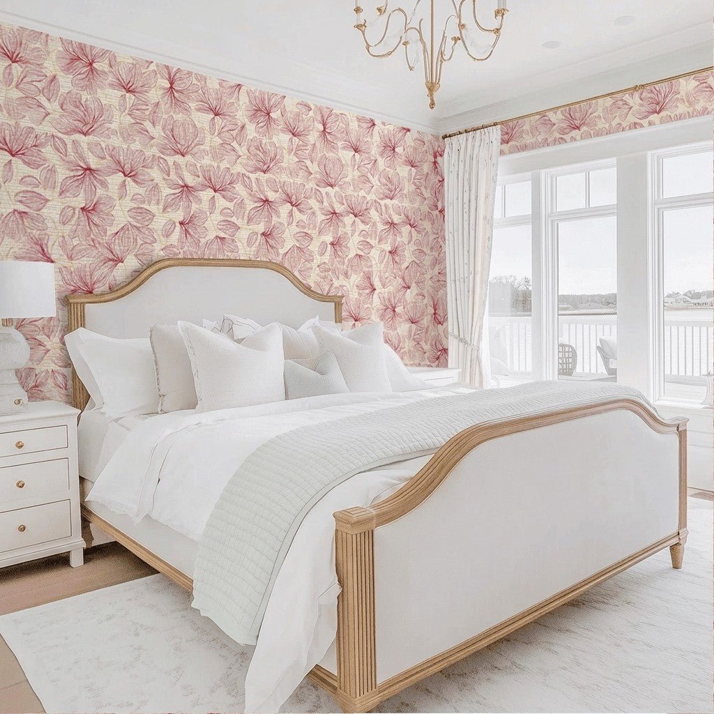 Raspberry Mist Faux Grasscloth Wallpaper - Lemon Park