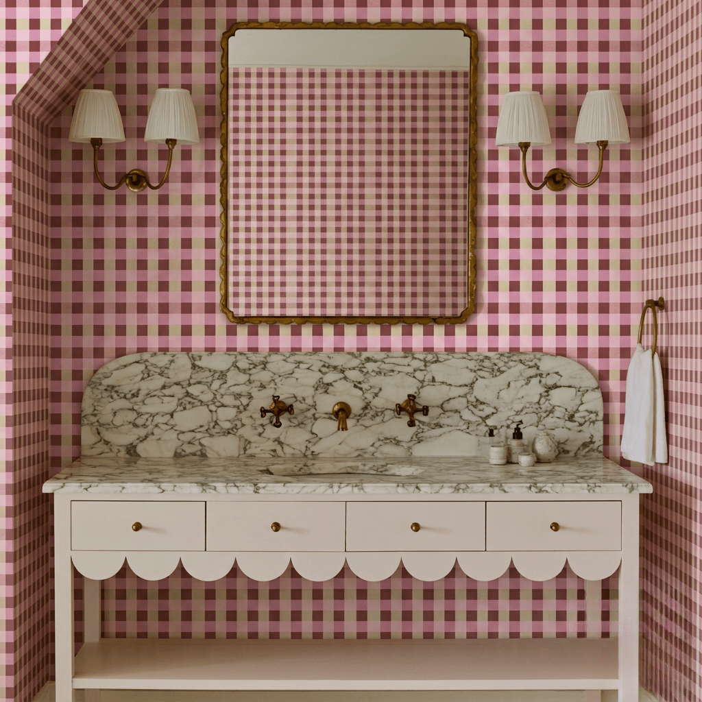 Raspberry Social Gingham Wallpaper - Lemon Park