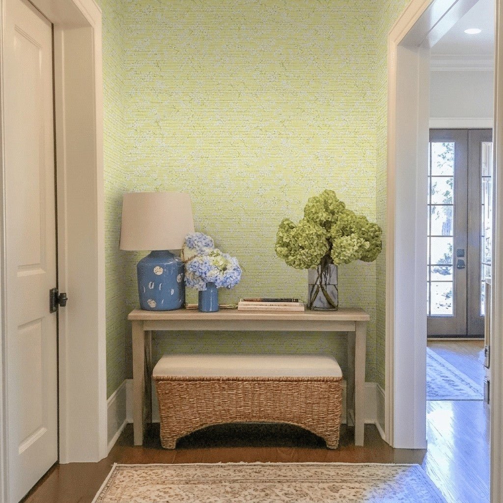 Regan Faux Grasscloth Wallpaper - Lemon Park