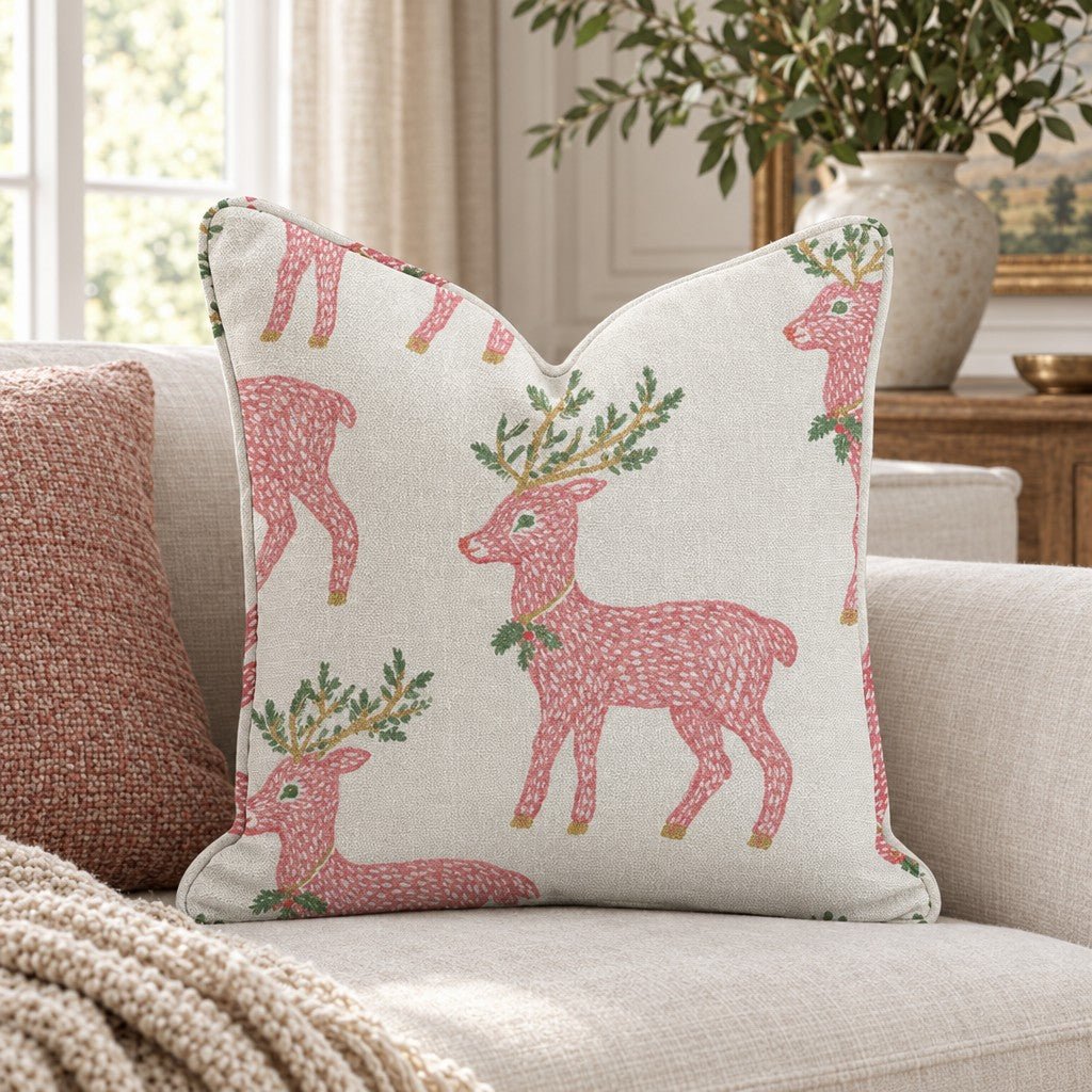 Reindeer in Red Throw Pillow - Lemon Park
