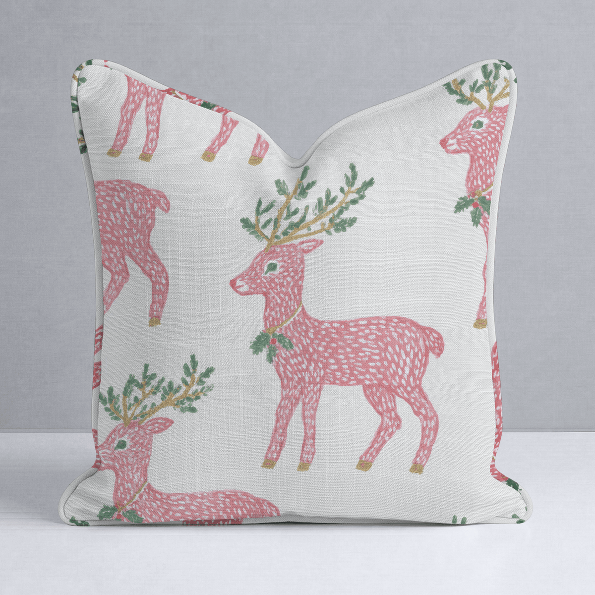 Reindeer in Red Throw Pillow - Lemon Park