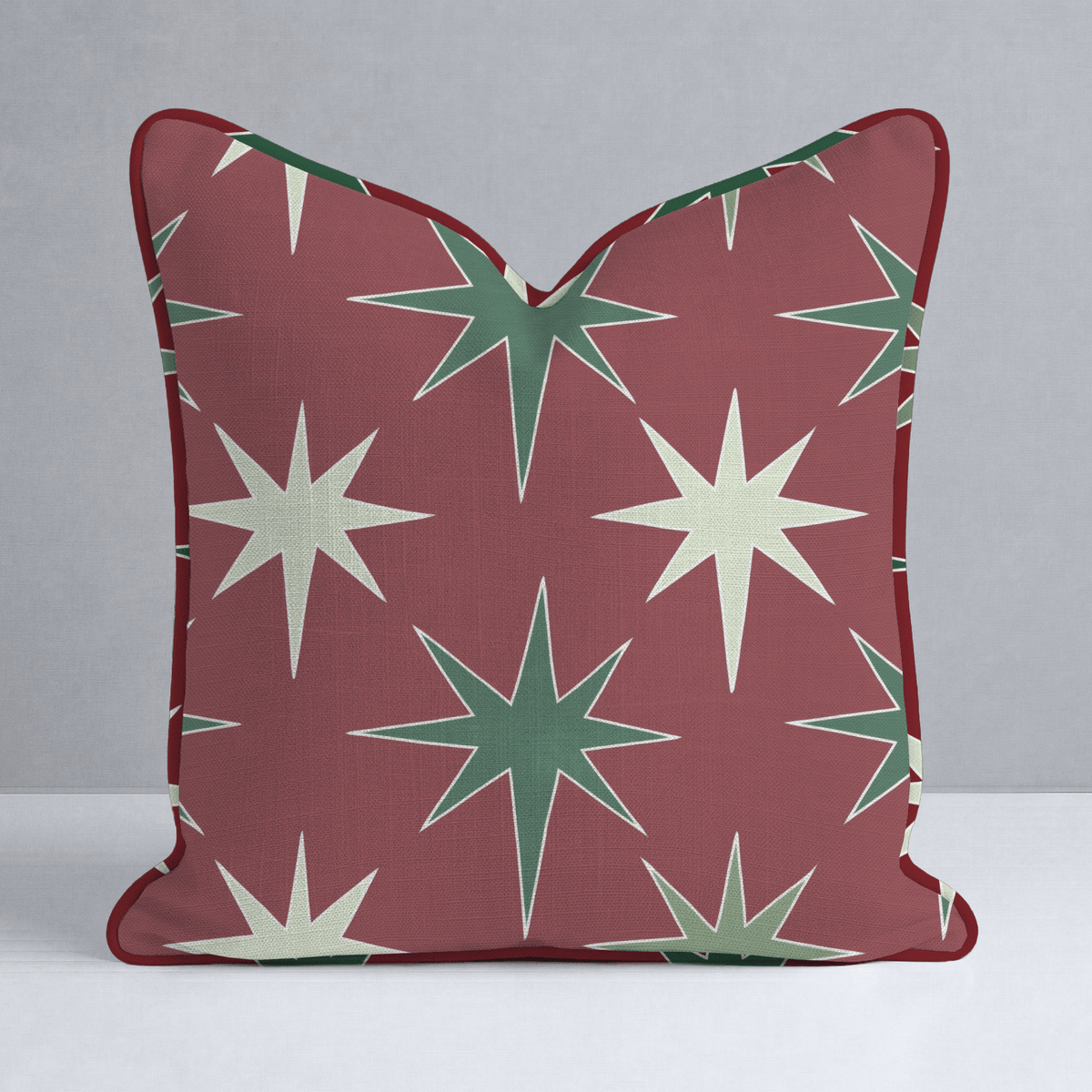 Retro Christmas Starbursts Throw Pillow - Lemon Park