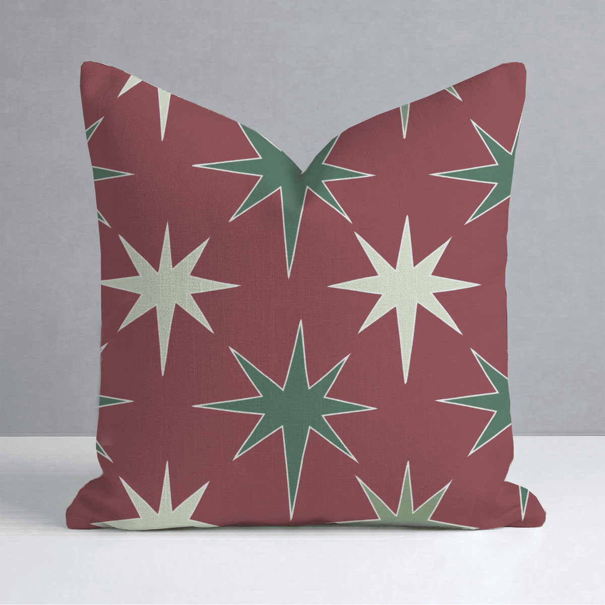Retro Christmas Starbursts Throw Pillow - Lemon Park