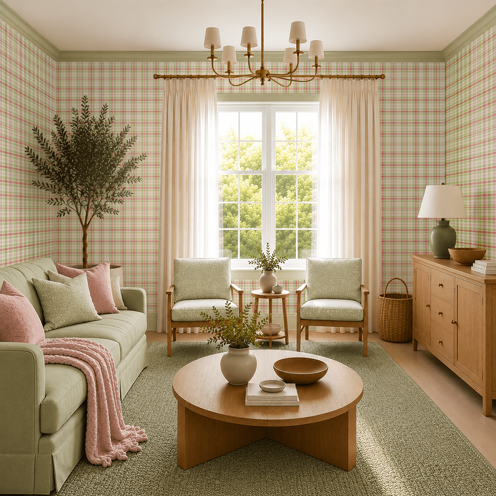 Rhubarb & Mint Wallpaper - Lemon Park