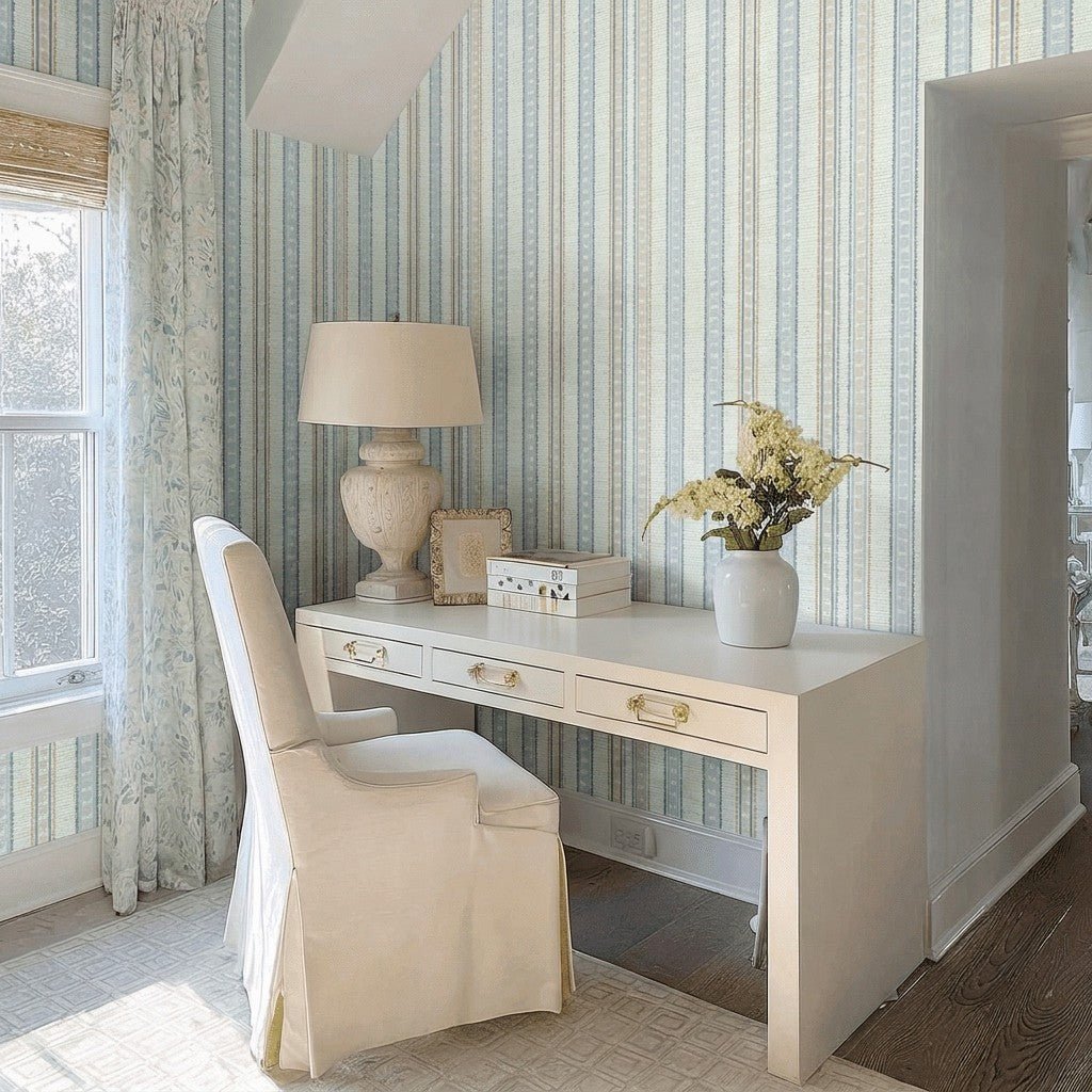 Ribbon Rows Faux Grasscloth Wallpaper - Lemon Park
