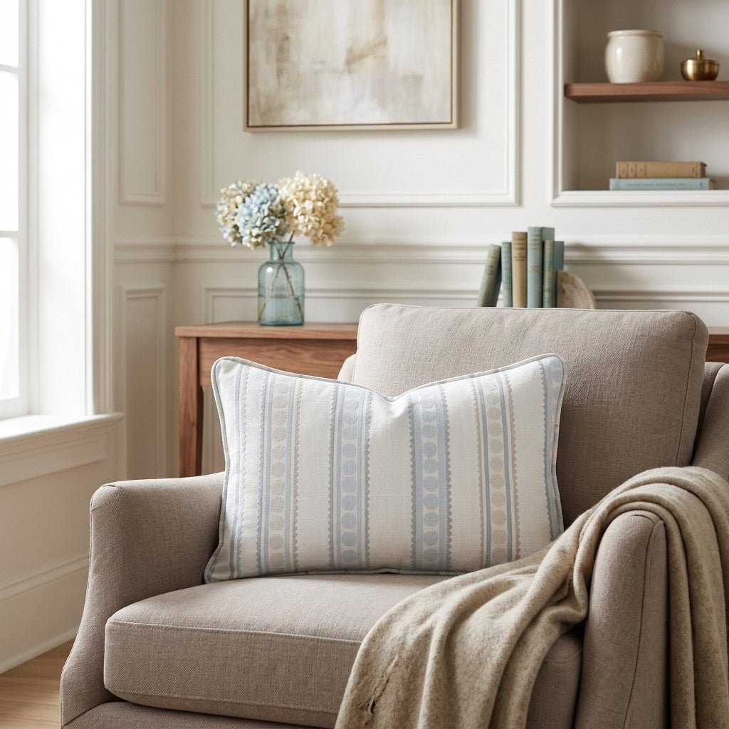 Ribbon Rows Throw Pillow - Lemon Park