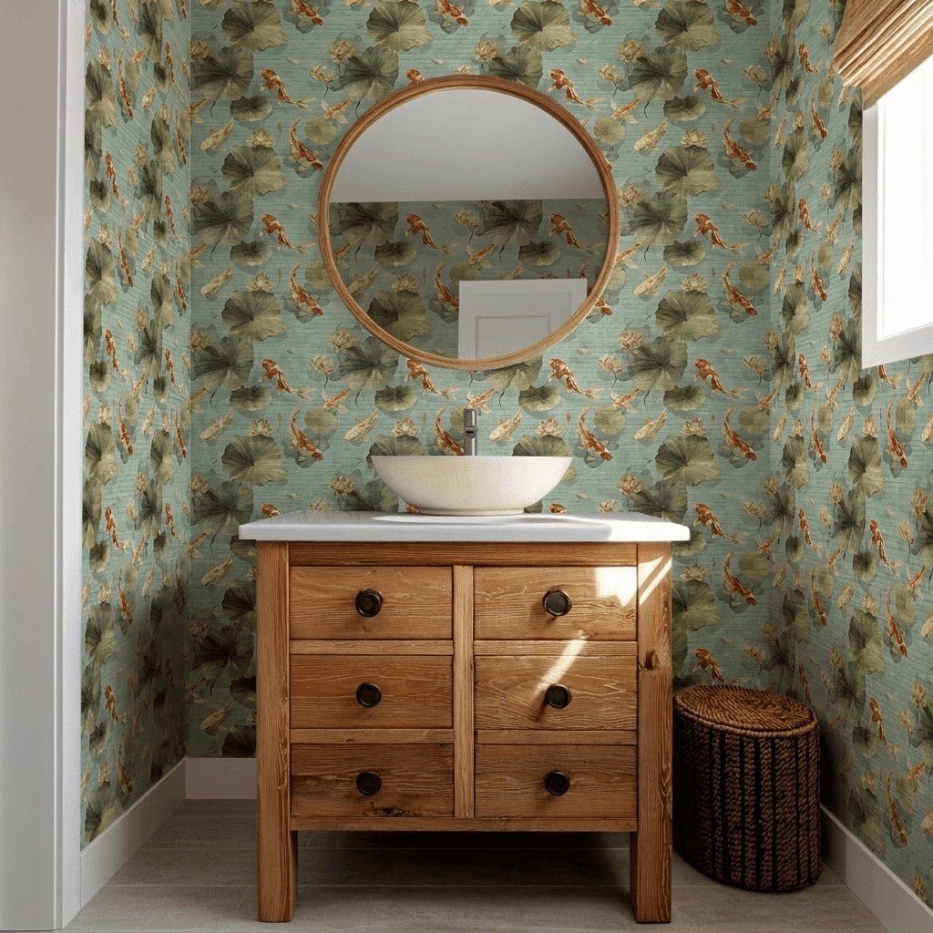 River Dance Faux Grasscloth Wallpaper - Lemon Park