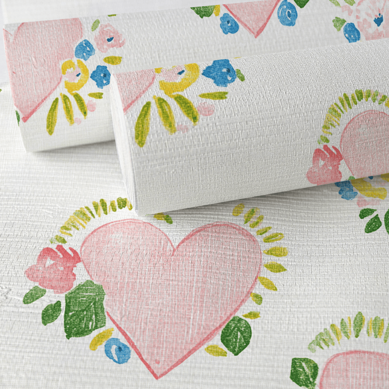 Rosabella Hearts Faux Grasscloth Wallpaper - Lemon Park