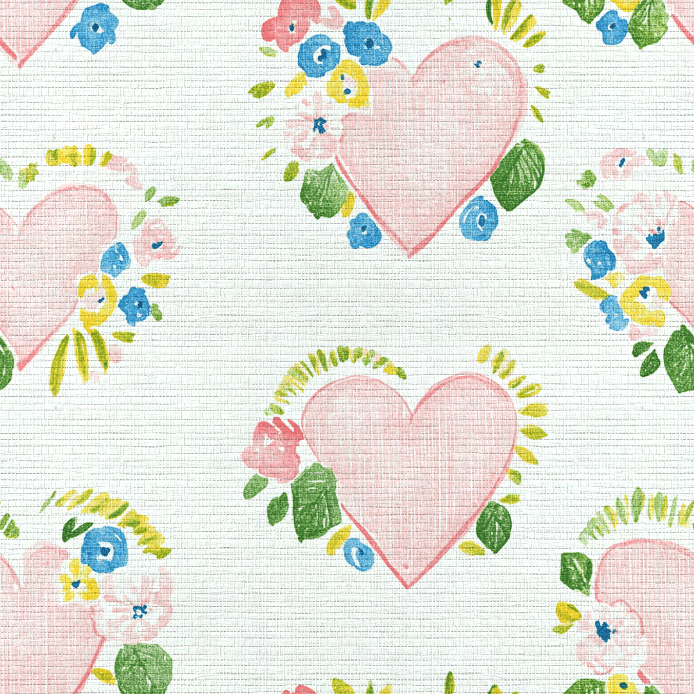 Rosabella Hearts Faux Grasscloth Wallpaper - Lemon Park