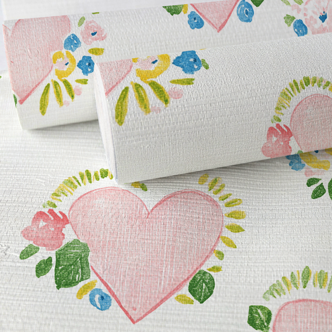 Rosabella Hearts Faux Grasscloth Wallpaper