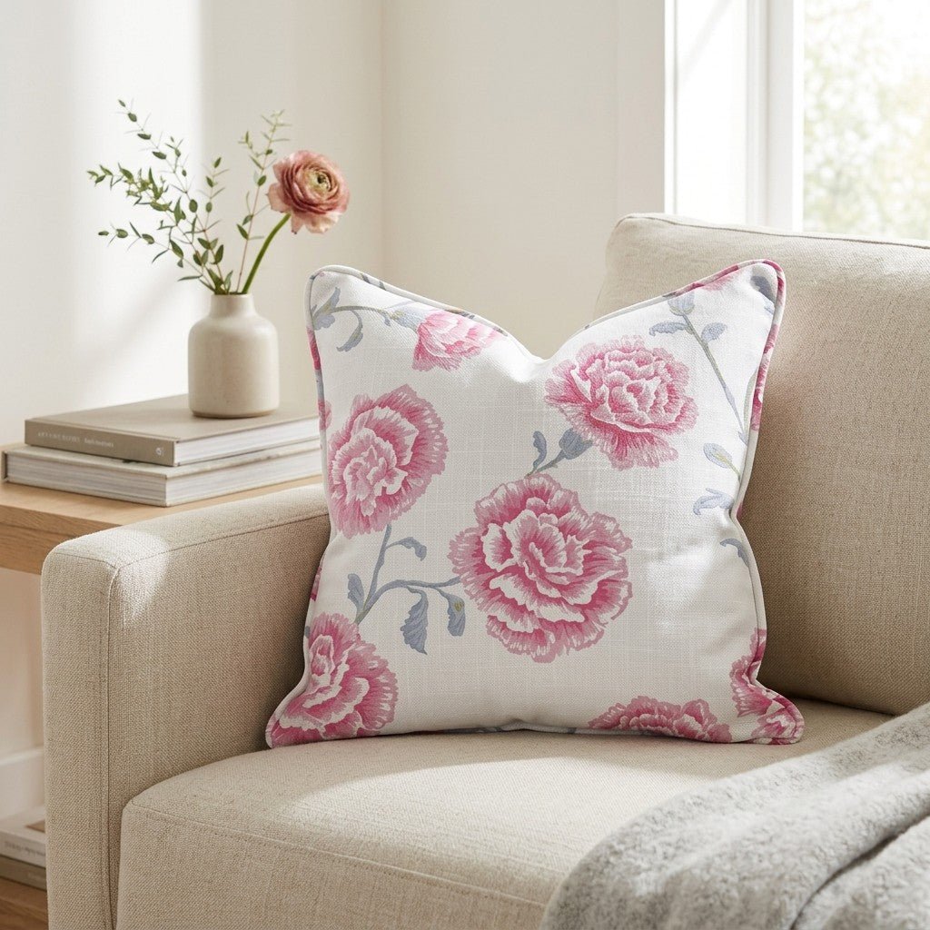 Rose Carnation Throw Pillow - Lemon Park