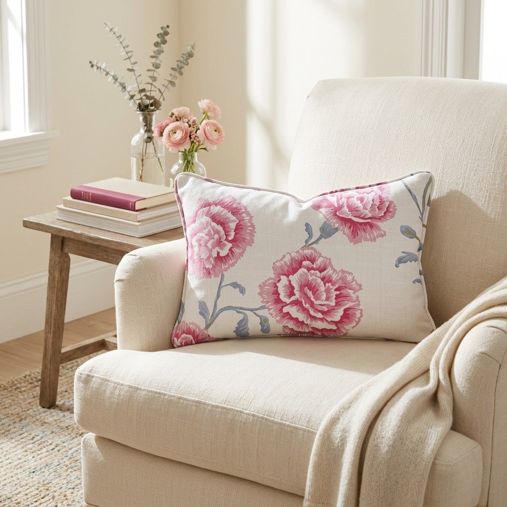 Rose Carnation Throw Pillow - Lemon Park