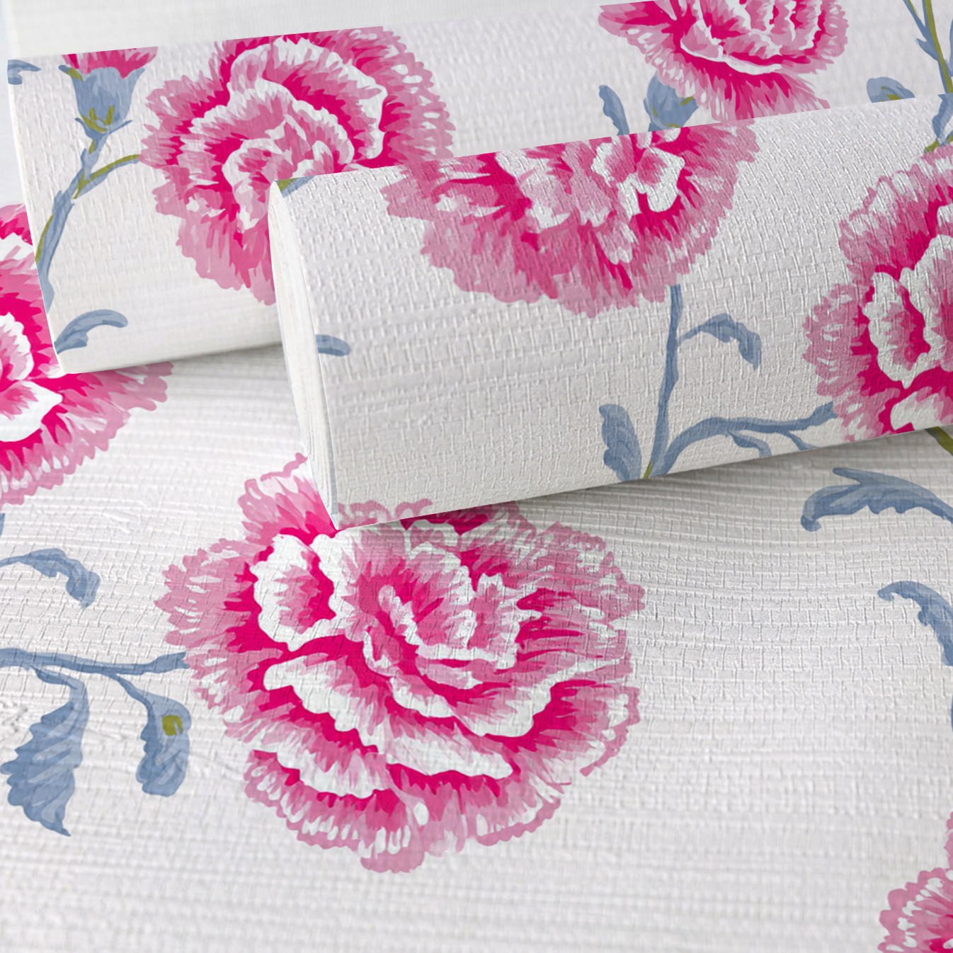 Rose Carnation Faux Grasscloth Wallpaper