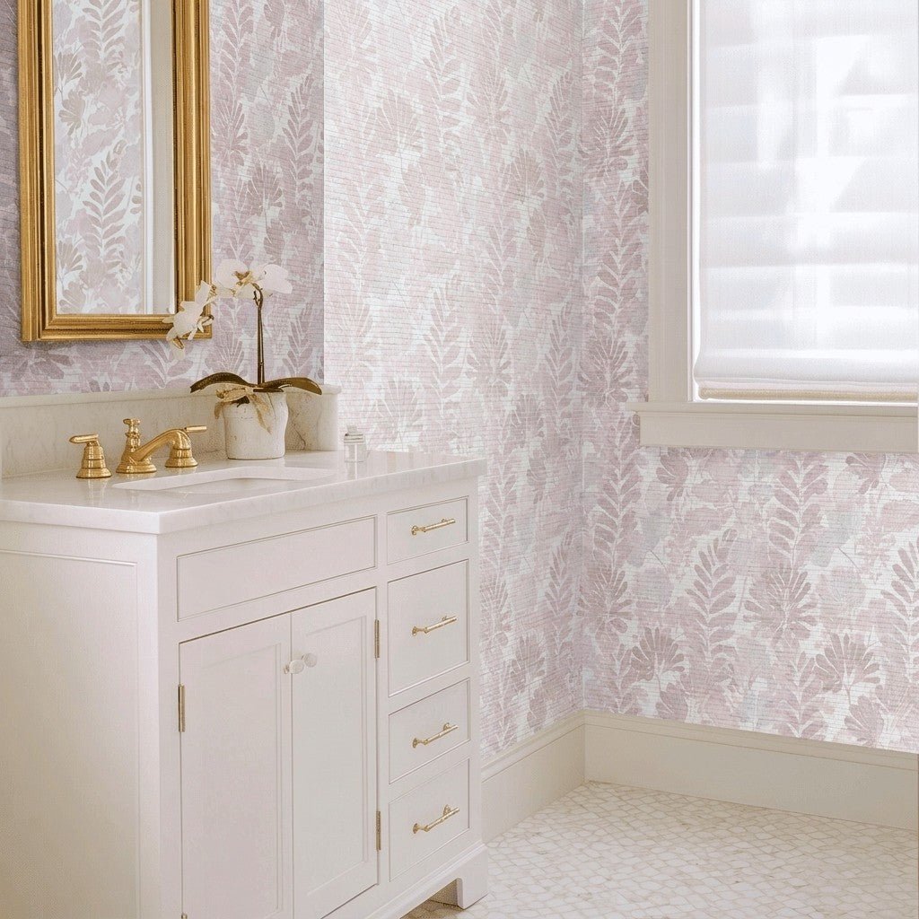 Rose Opalite Faux Grasscloth Wallpaper - Lemon Park
