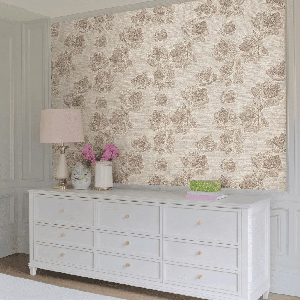 Rosegold Faux Grasscloth Wallpaper - Lemon Park