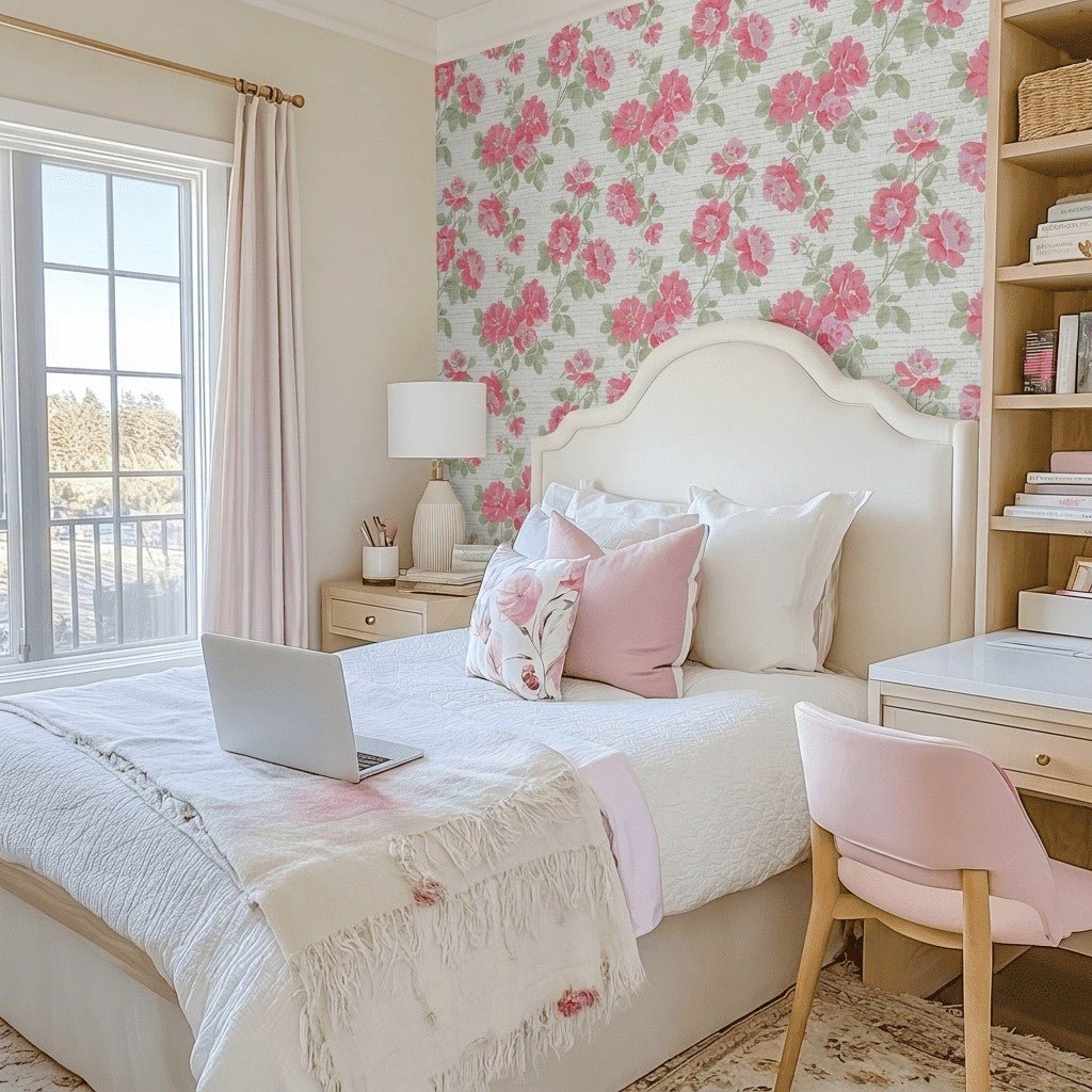 Rosewood Cottage Faux Grasscloth Wallpaper - Lemon Park