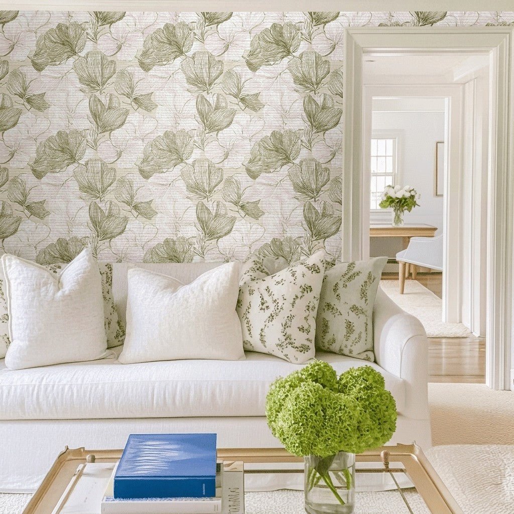 Rosy Air Faux Grasscloth Wallpaper - Lemon Park