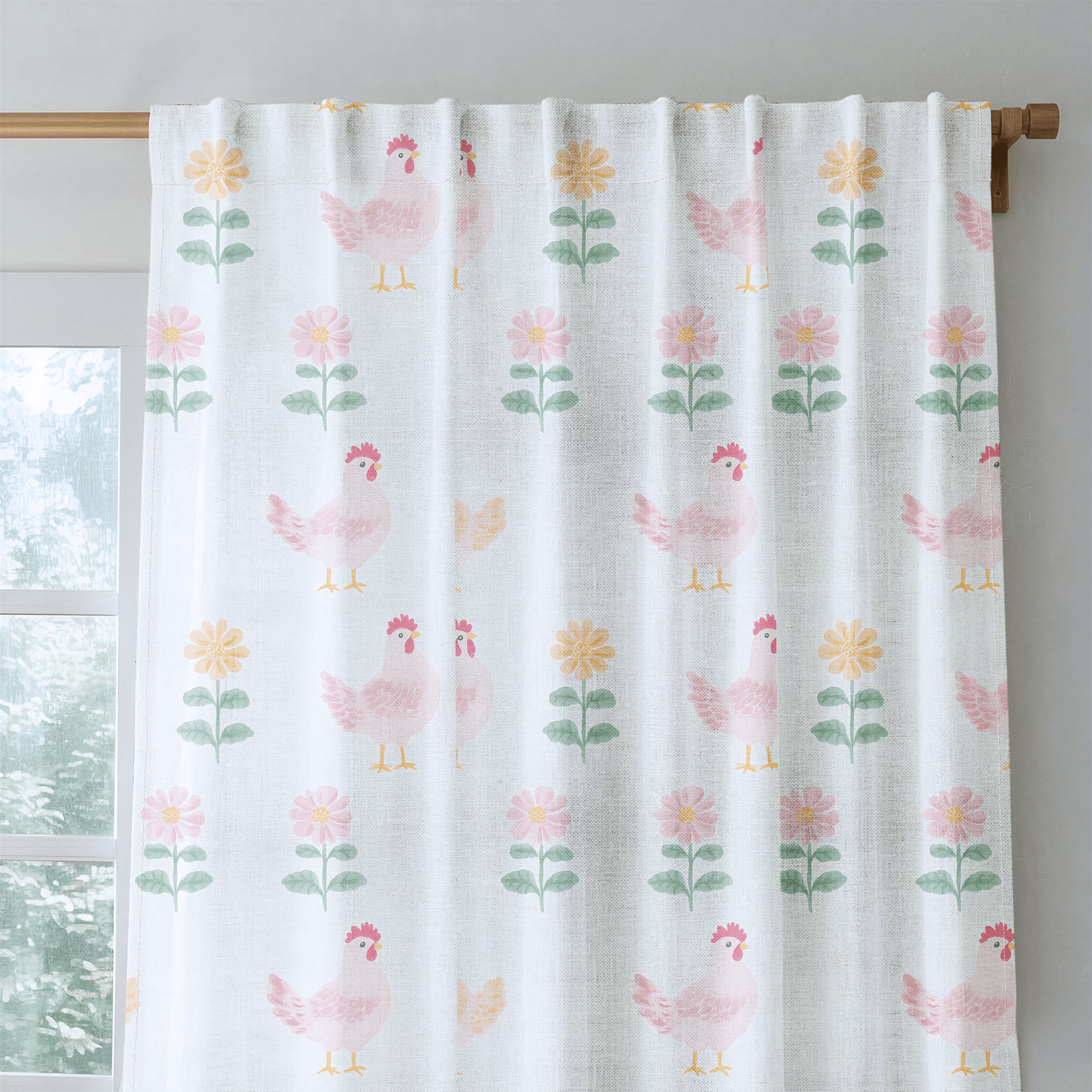 Rosy Roosters - Drapery - Lemon Park