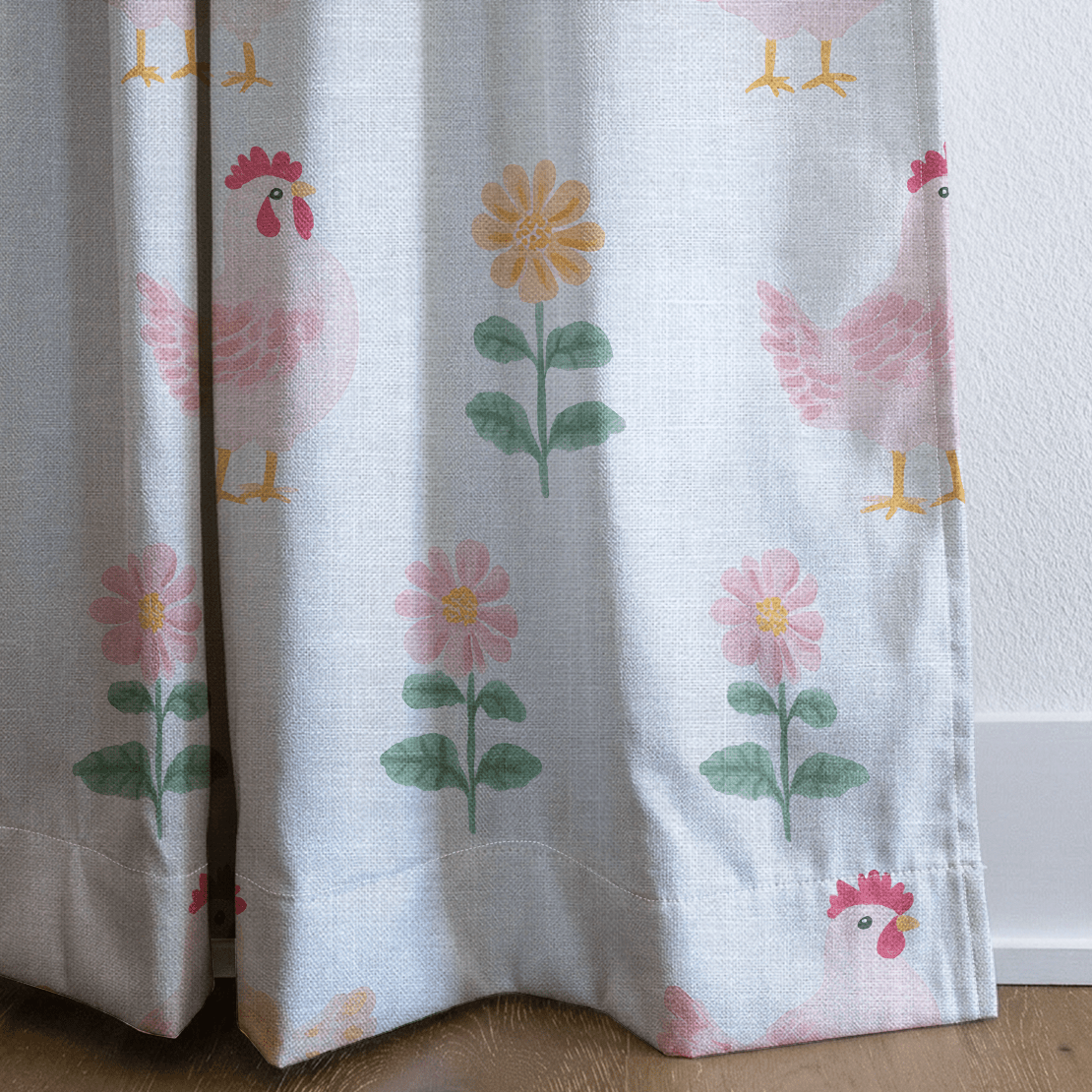Rosy Roosters - Drapery - Lemon Park