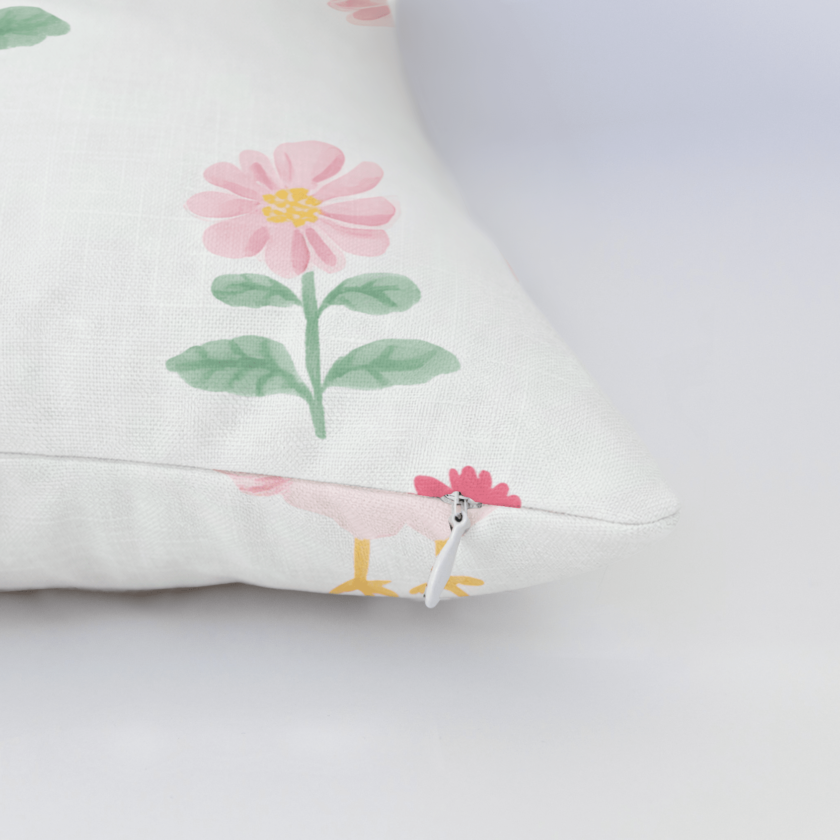 Rosy Roosters Throw Pillow - Lemon Park