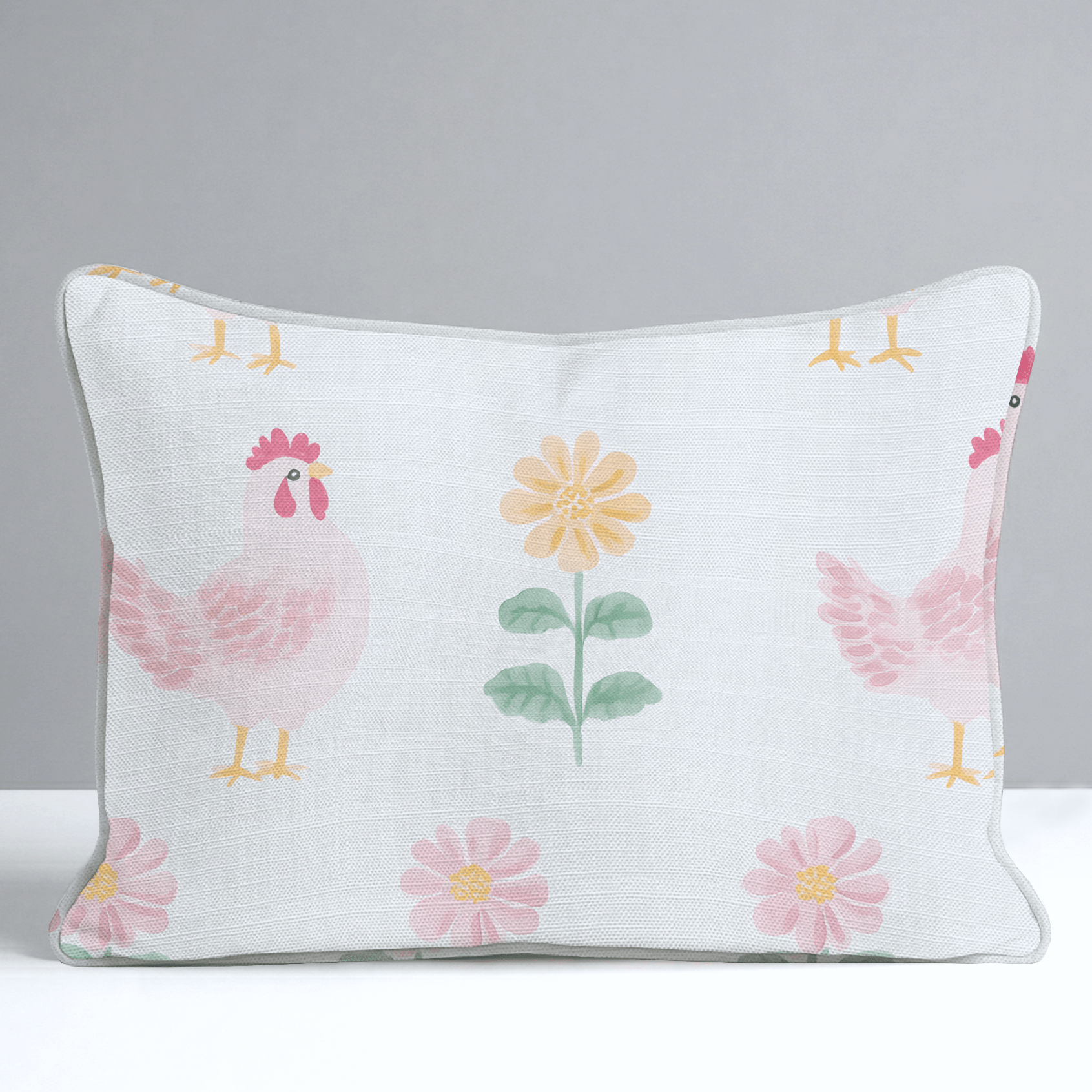 Rosy Roosters Throw Pillow - Lemon Park