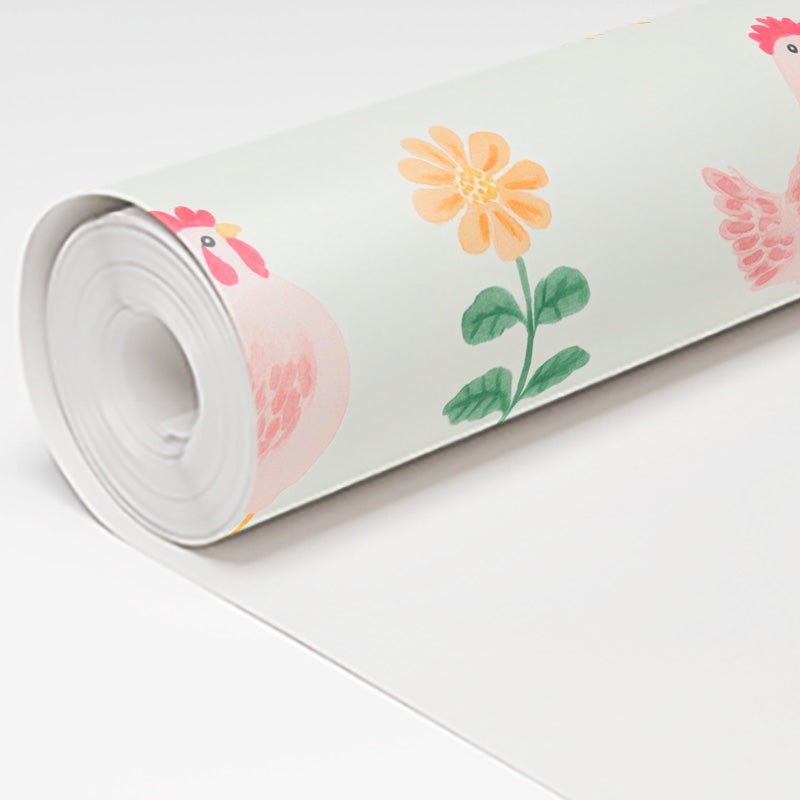 Rosy Roosters Wallpaper - Lemon Park